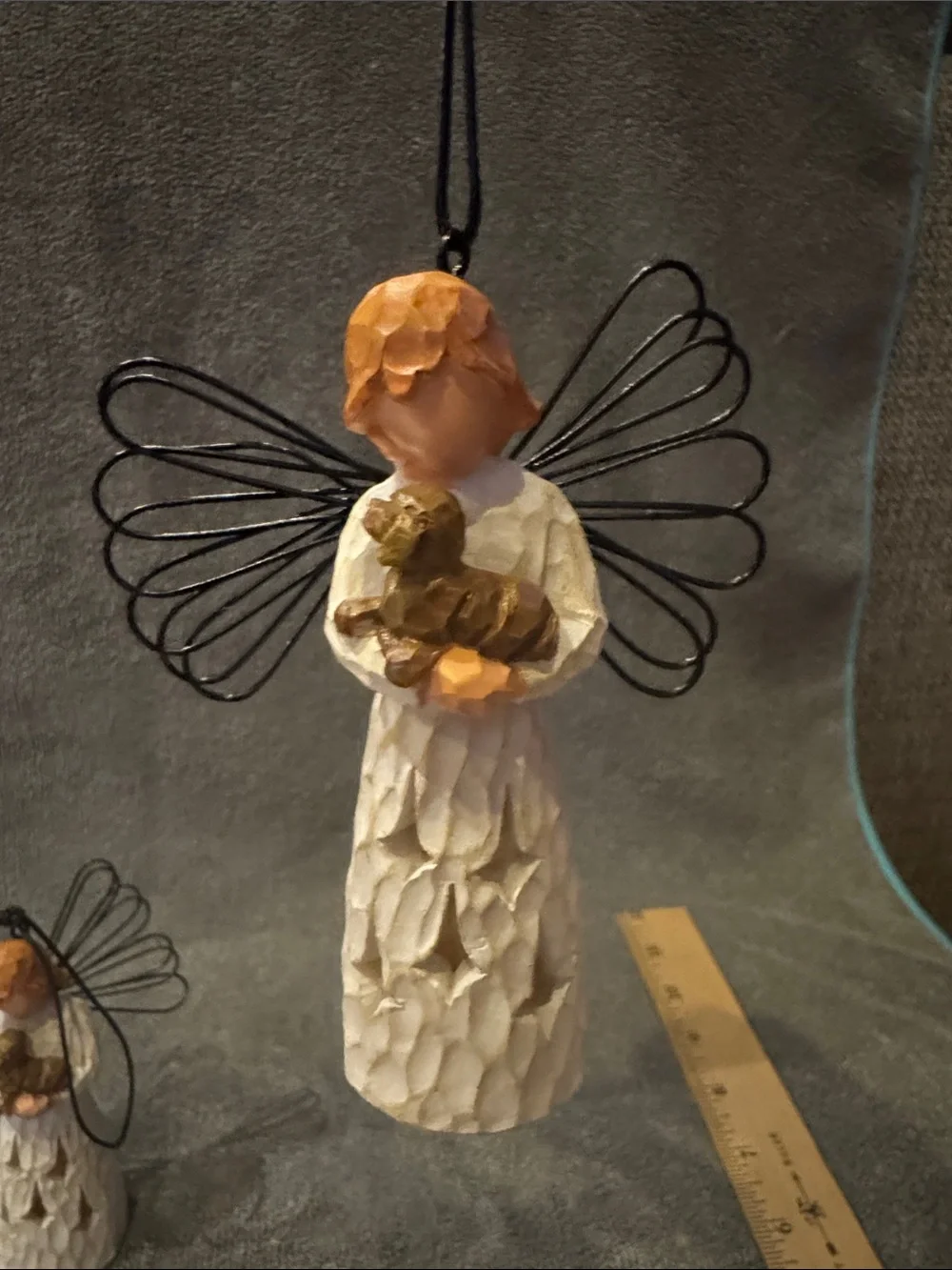 iheartdogs Set of 2 White Angel Figurine  Memorial Ornaments Holiday Decor